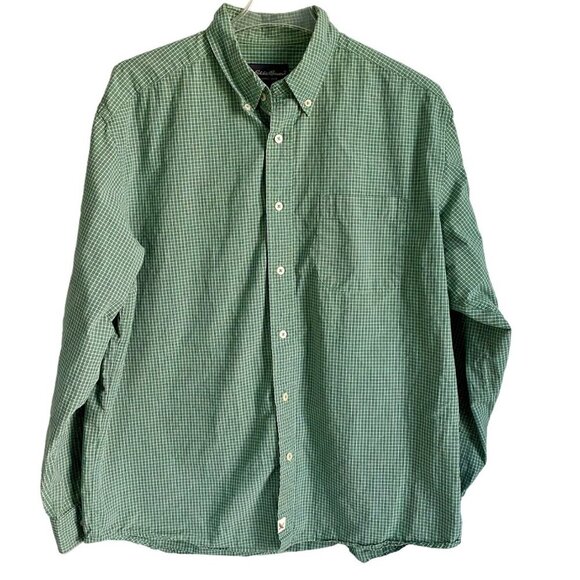 Eddie Bauer Green Black Long Sleeve Button Down Cotton Shirt Men's Large - Picture 1 of 8